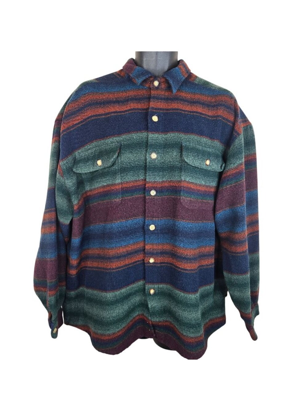 Vintage 90s Structure Striped Button-Up Shirt Mens L Long Sleeve Casual